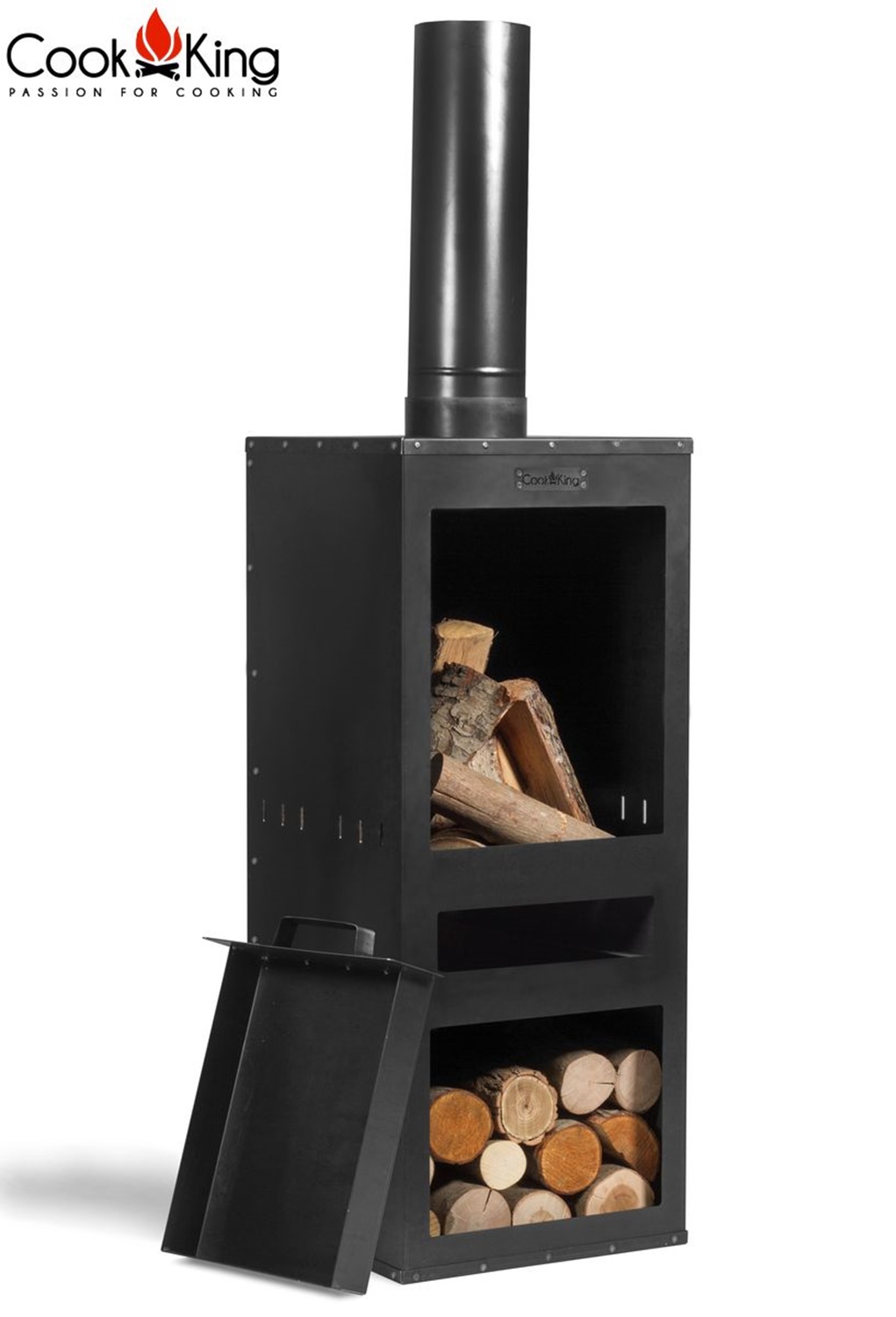 Gartenkamin "Rosa" Gartenofen H 150 cm zum Heizen und Grillen Terrassenofen aus Naturstahl Kamin