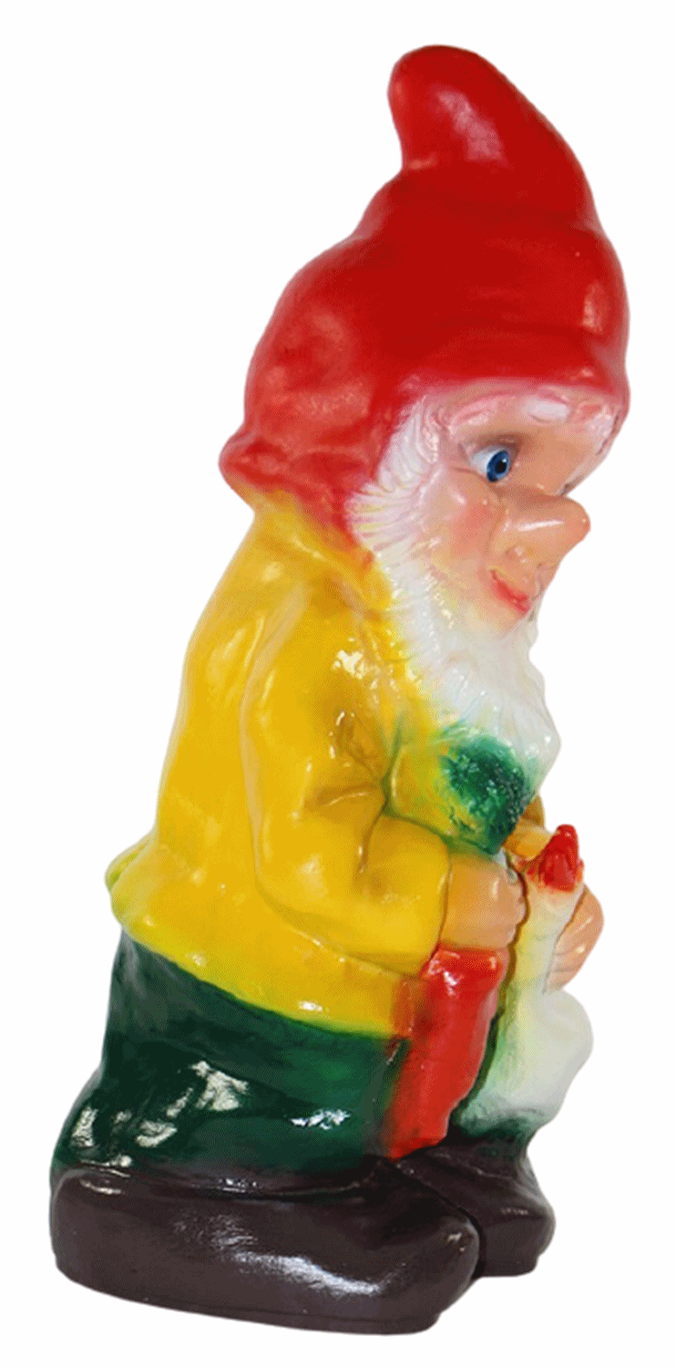 Deko Figur Zwerg H 33 cm Gartenzwerg mit Gans und Karotte stehend Gartenfigur aus Kunststoff