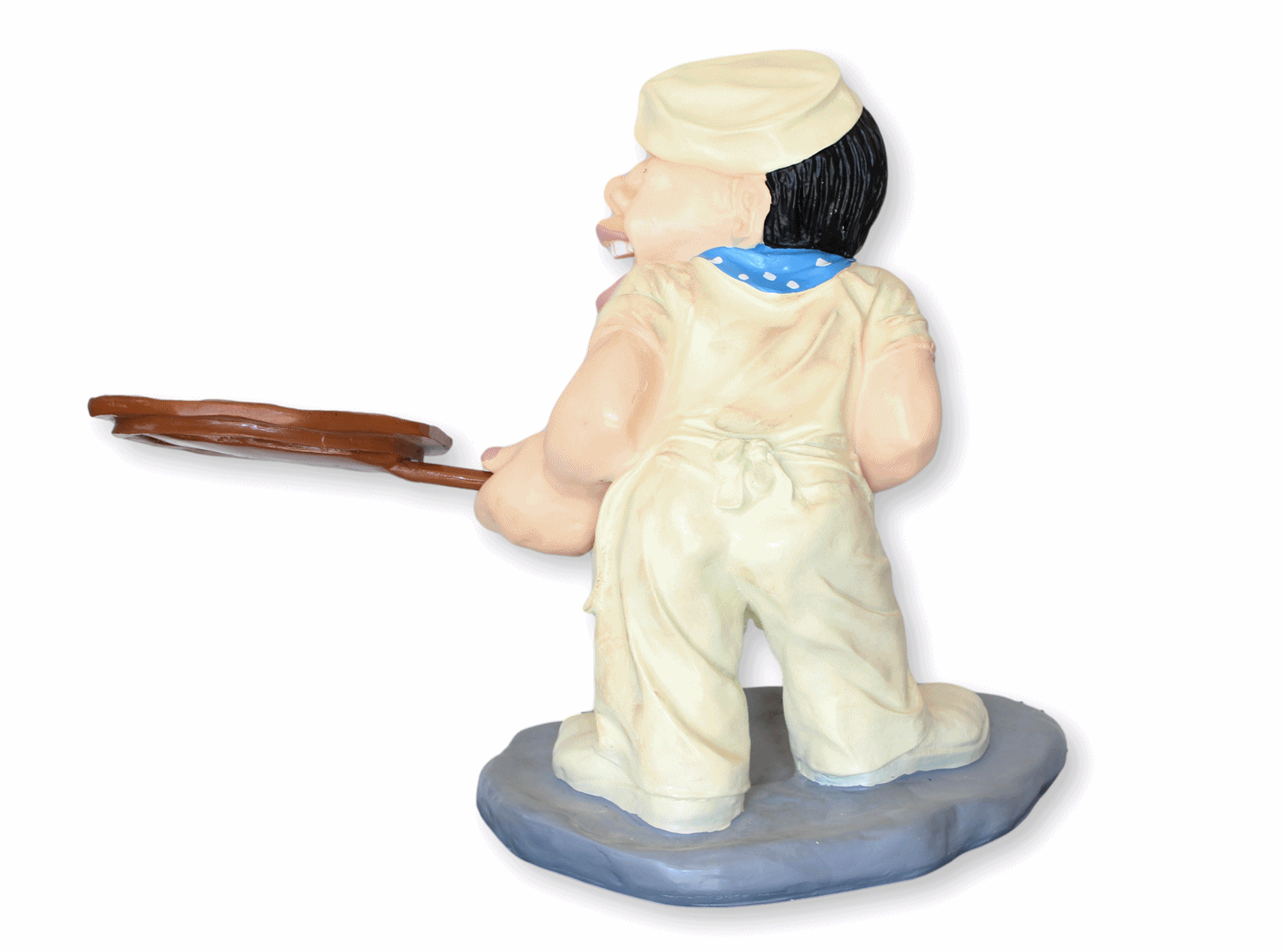 Deko Figur Koch mit Pizza auf Pizzaschieber Schaufel Kochfigur auf Sockel H 43 cm  Pizzabäcker