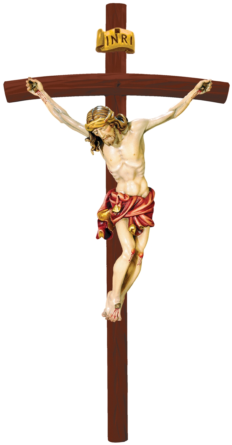 Heiligenfigur Kruzifix Jesus am Kreuz "Raffaello" H 10/ 20 cm Statue Ahorn- und Lindenholz Holzfigur