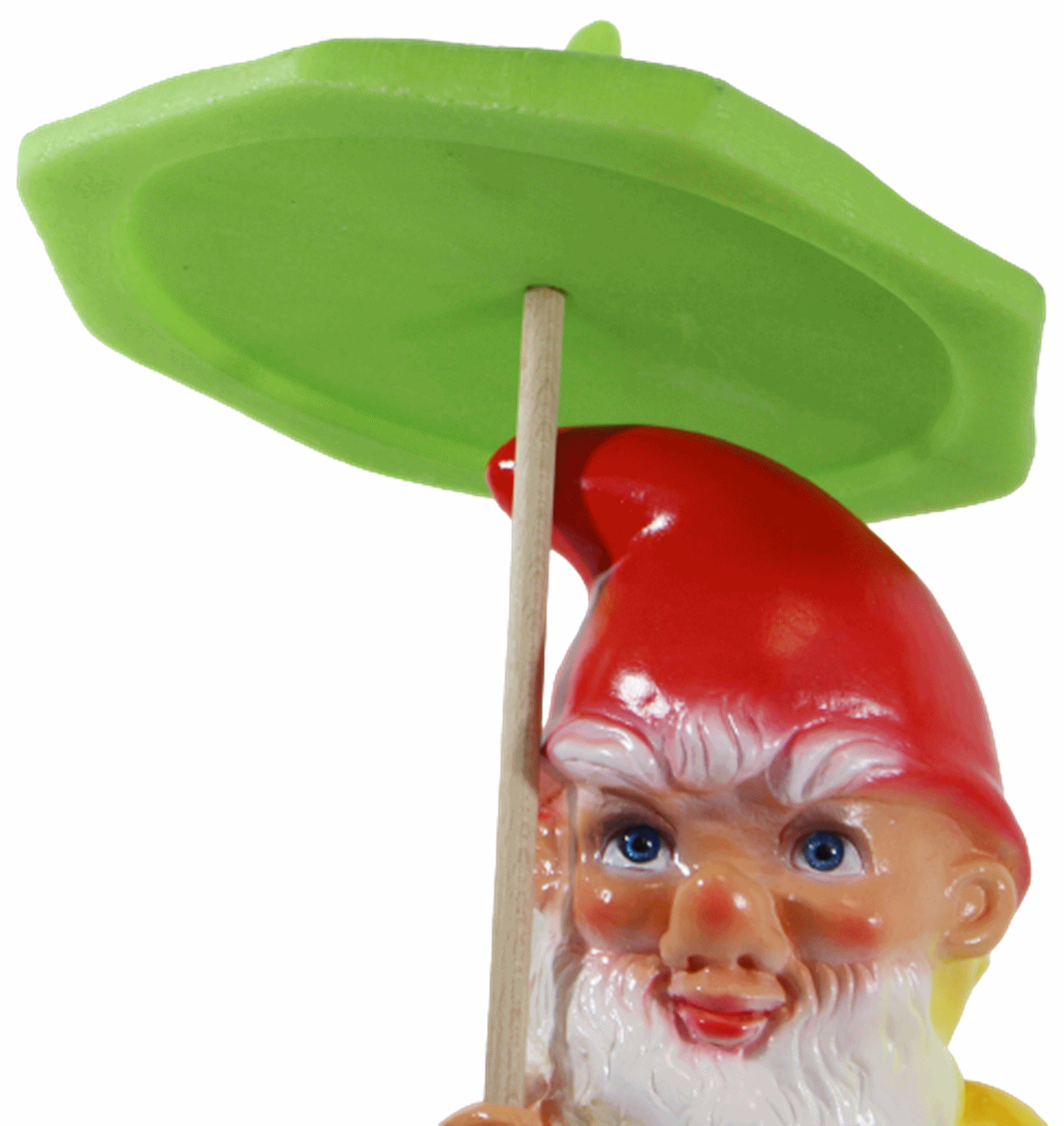 Gartenzwerg Deko Garten Figur Zwerg stehend mit Schirm und Korb aus Kunststoff H 37 cm