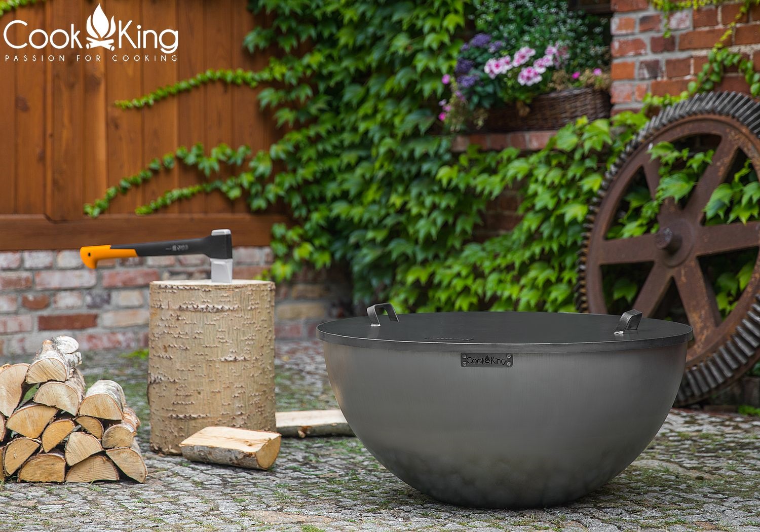 Feuerschale Premium „DALLAS“ Ø 85 cm aus Stahl Feuerstelle für den Garten als Grill oder Wärmequelle