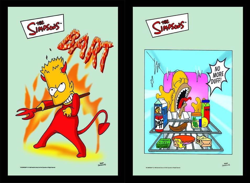 Set: 2 Spiegelbilder Die Simpsons - Bart und Homer Simpsons 30x20 cm Deko Bild Wandbilder