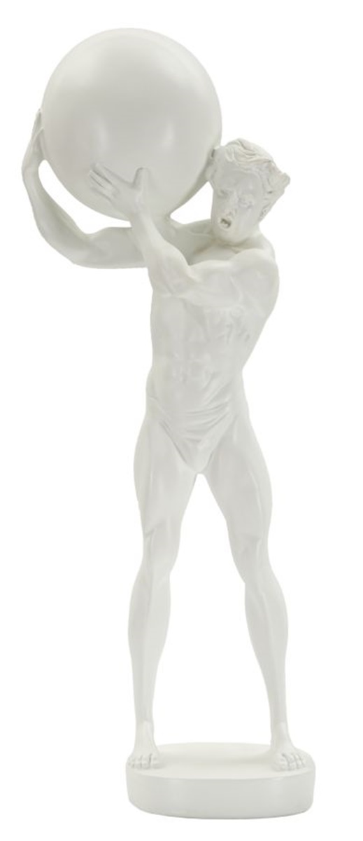 Dekofigur klassische Skulptur Replikat Atlas stehend Statue aus griechischer Mythologie weiß H 50 cm