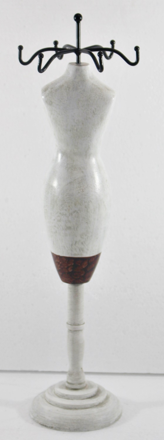 Schmuckbüste Beauty Figur Deko Modefigur Nostalgiefigur Weißes Torso mit Paris Schriftdruck H 28 cm