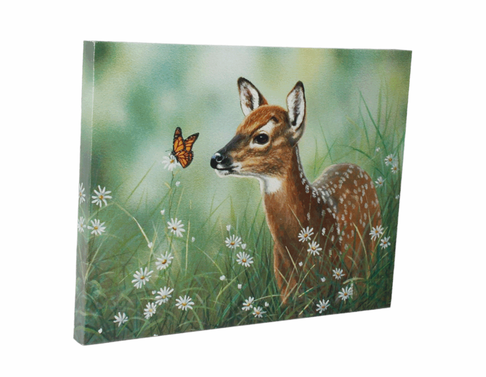 Nostalgie LED-Wandbild Bambi Rehkitz Reh Landhaus Stil 30x40 cm Leinwandbild