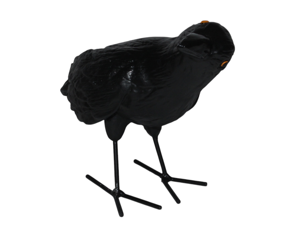 Dekofigur Rabe mit Metallfüßen stehend – Höhe 25 cm Vogelschreck aus Kunstharz