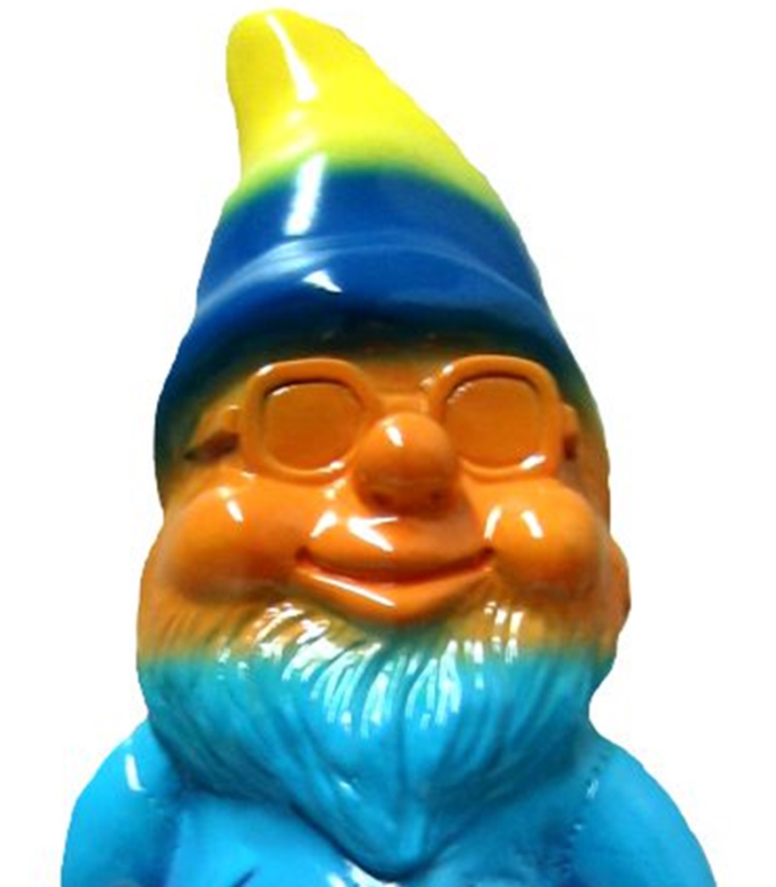 Figur lustiger Zwerg H 34 cm Spaß Gartenzwerg mit Brille Regenbogen Pride Gartenfigur Kunststoff