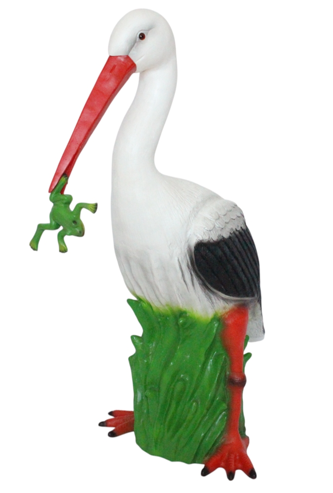 Gartenfigur Storch - Deko Tierfigur aus Kunststoff, wetterfest, für Garten & Teich Höhe 58 cm
