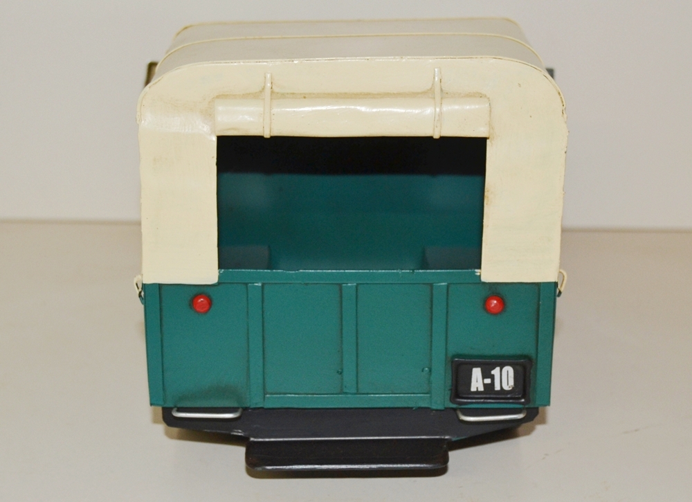 Blechauto Nostalgie Modellauto Oldtimer Automarke Jeep Safari Land Rover aus Blech L 36 cm