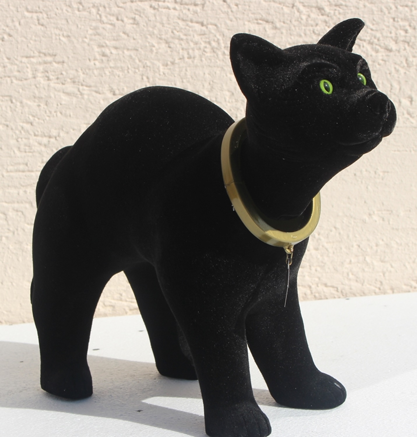 Wackel Figur Katze schwarz groß Wackelfigur H 23 cm stehend Dekofigur mit Wackelkopf