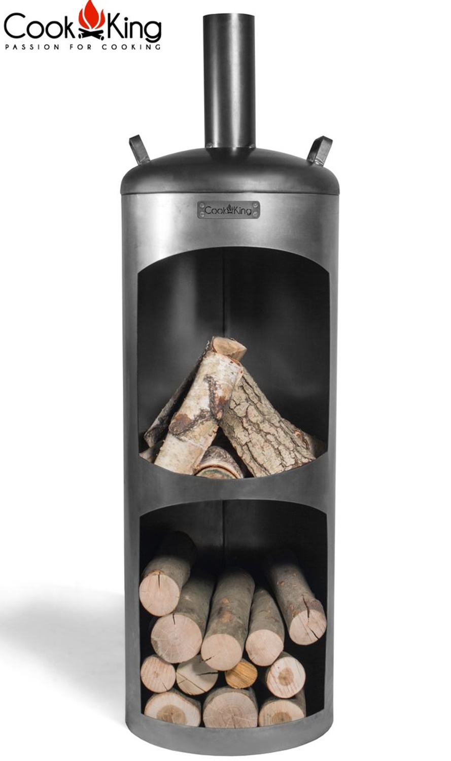 Gartenkamin "Faro" Gartenofen H 158 cm zum Heizen und Grillen Terrassenofen aus Naturstahl Kamin