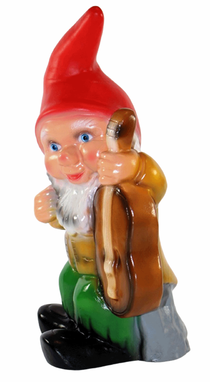 Deko Figur Zwerg H 32 cm Gartenzwerg Musiker mit Gitarre stehend Gartenfigur aus Kunststoff