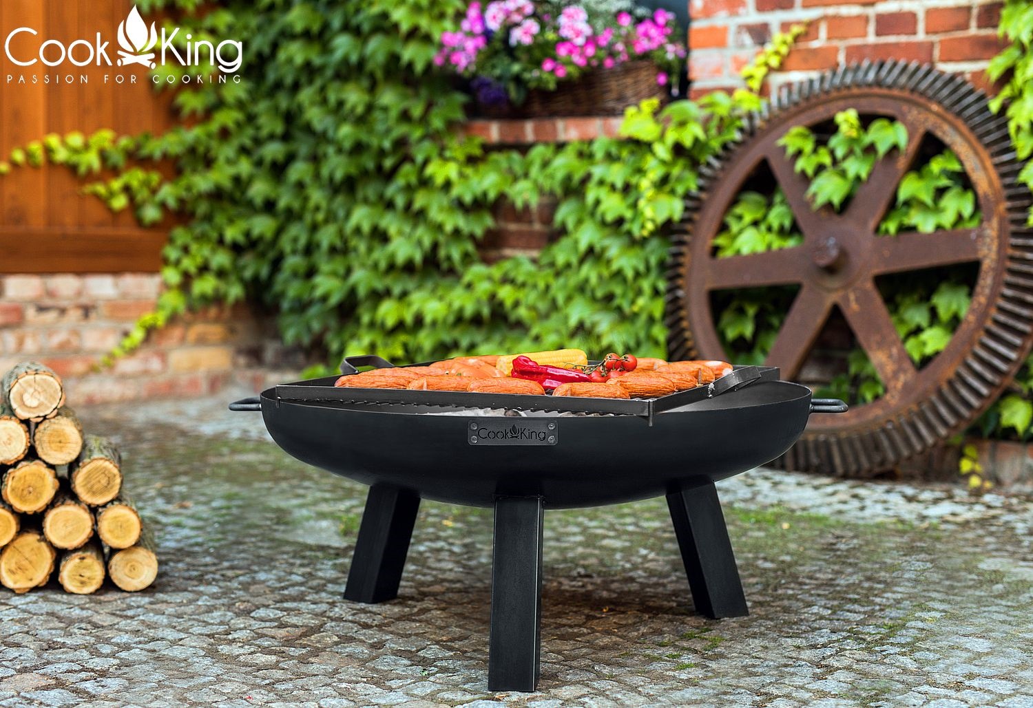 Feuerschale "Polo" Ø 80 cm Feuerstelle für Garten aus Stahl Feuerkorb als Wärmequelle oder Grill