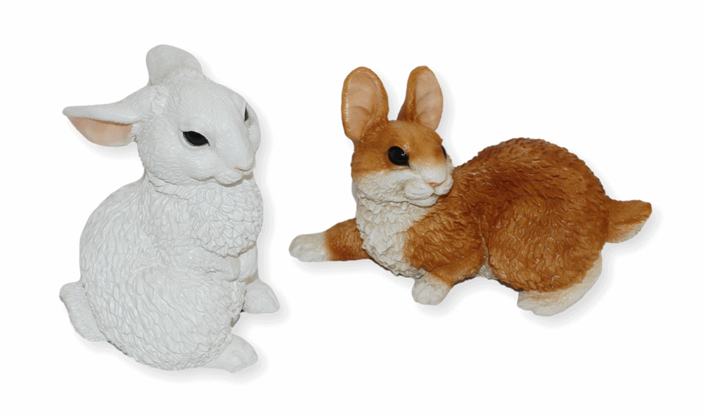 Deko Figur Hasen sitzend und liegend Kollektion Castagna aus Resin/ Kunststein H 16-19 cm Tierfigur