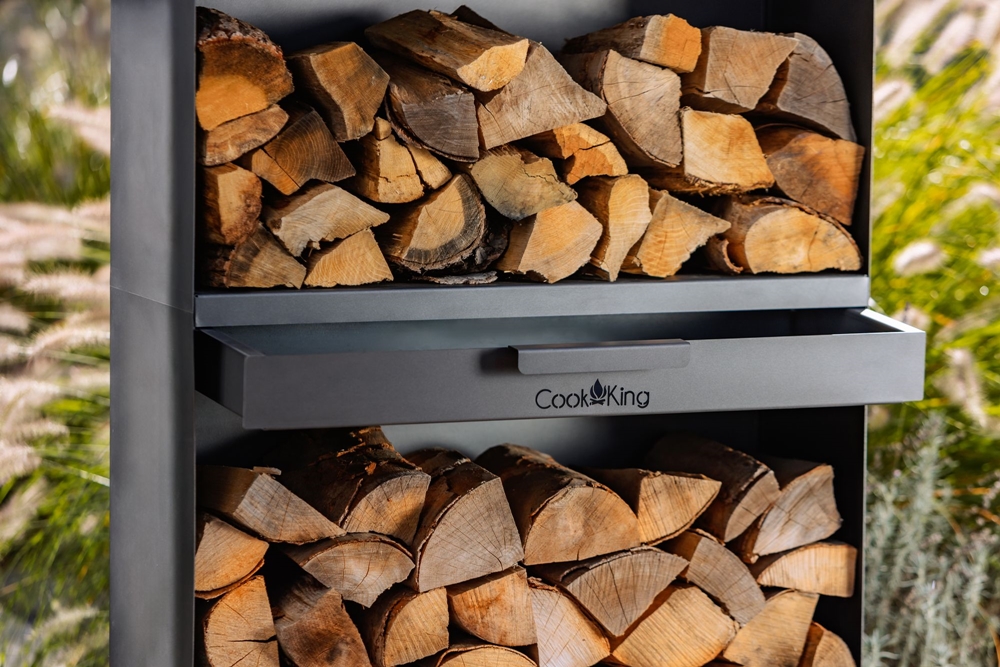 Kaminholzregal "Vento" H 150 cm Holzregal für Kaminholz Kaminholzablage aus Stahl Kaminholzständer