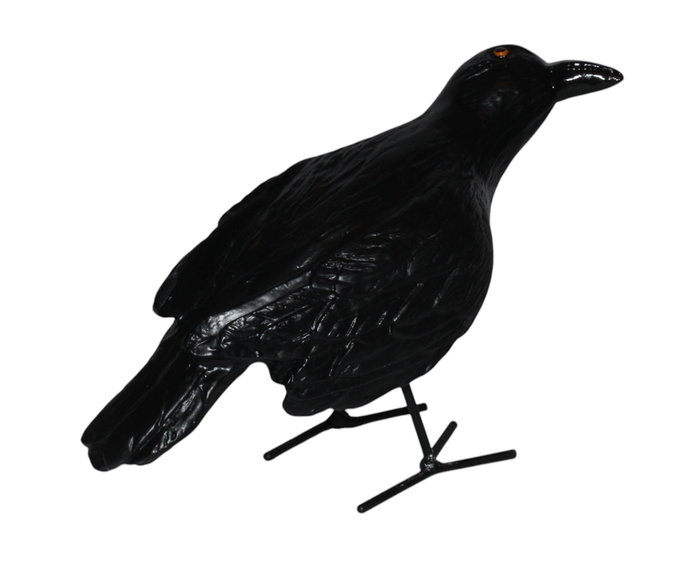 Dekofigur Rabe mit Metallfüßen stehend – Höhe 25 cm Vogelschreck aus Kunstharz