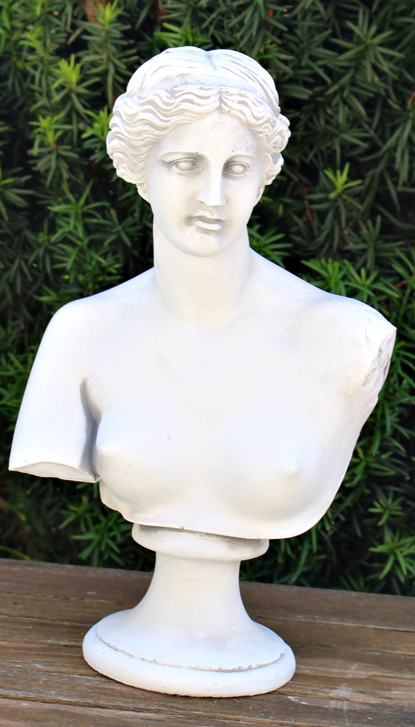 Deko Statue Skulptur Büste Venus von Milo H 33 cm Dekofigur Gartenskulptur hell patiniert aus Beton