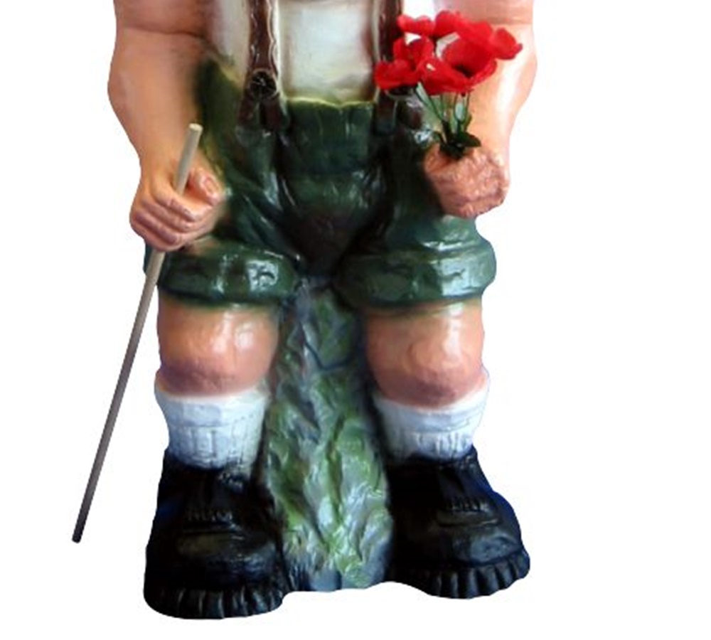 Gartenfigur Seppel Alois stehend großer Bayer in Latzhose H 75 cm Dekofigur aus Kunststoff