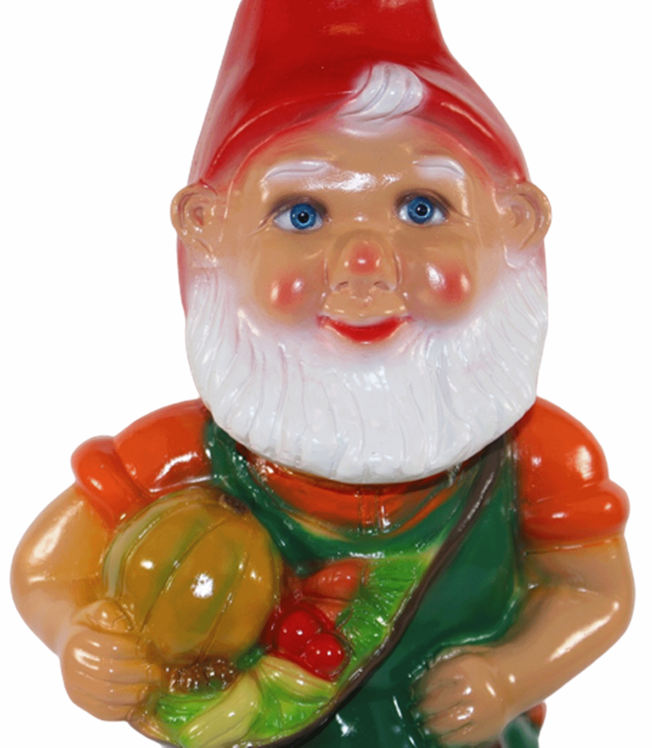 Gartenzwerg Deko Garten Figur Zwerg Gärtner mit Obstkorb und Spaten stehend aus Kunststoff H 43 cm