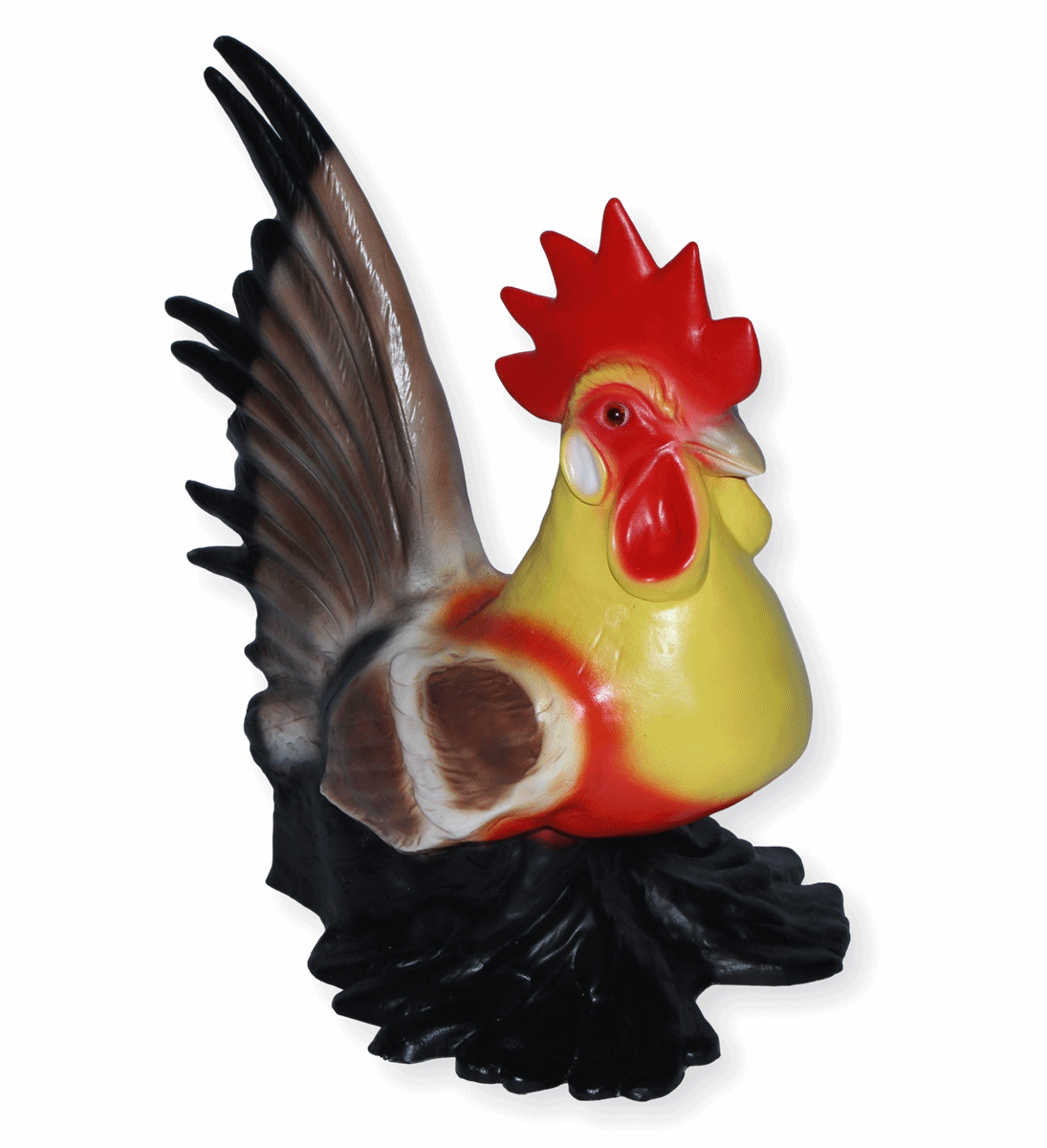 Deko Garten Figur Dekofigur Gartenfigur Tierfigur bunter Hahn stehend aus Kunststoff Höhe 30 cm