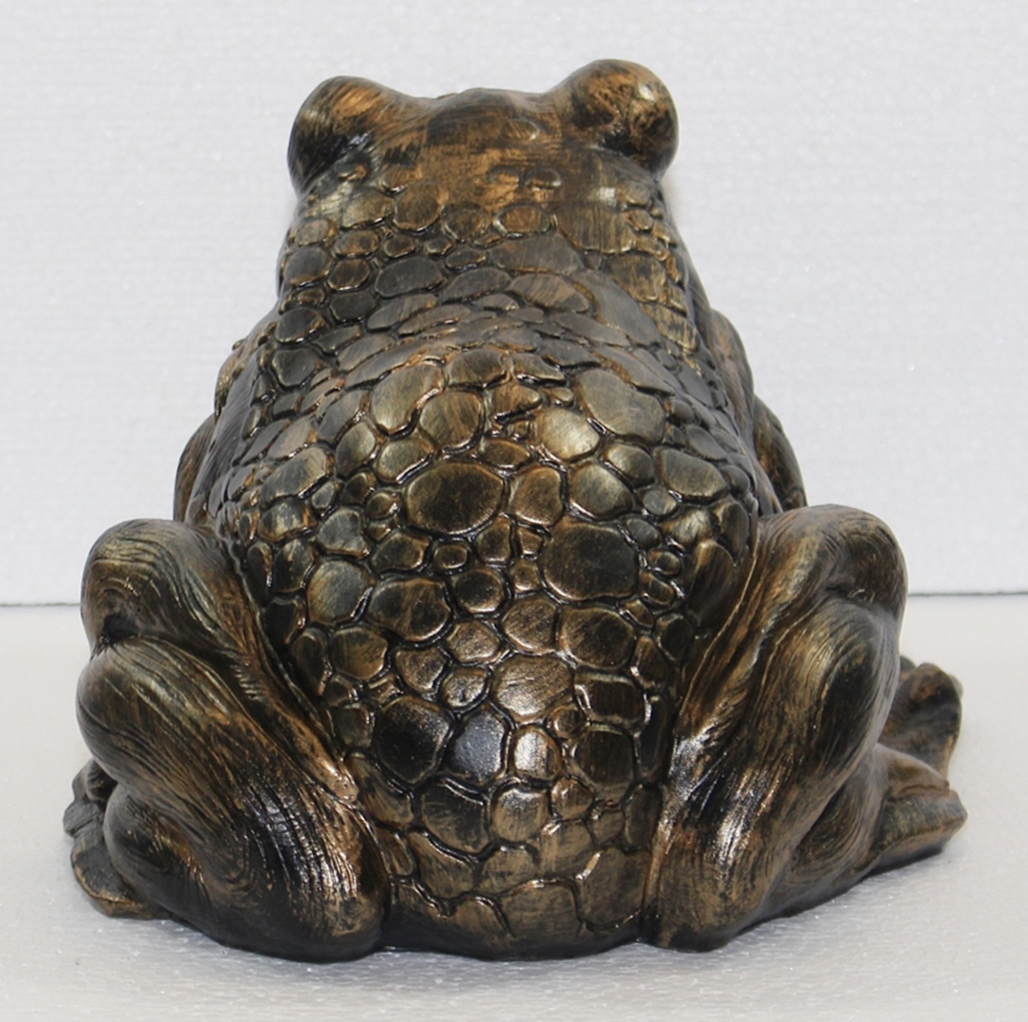 Deko Figur Kröte Frosch sitzend auf Blatt H 17 cm Kupfer-Antik aus Kunststoff