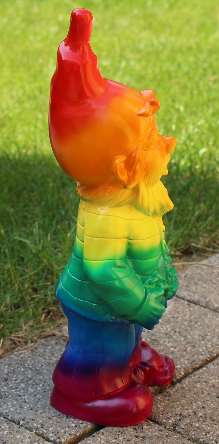 Gartenzwerg Gartenfigur Deko Zwerg Sträfling Gefangener Regenbogen bemalt Pride LGBTQ+ H 36 cm
