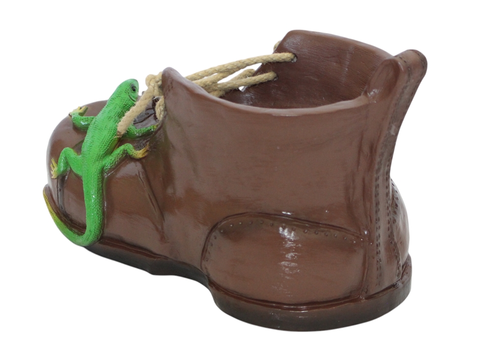 Pflanzfigur Pflanzschuh - rustikales Pflanzgefäß aus Kunststoff, Deko zum Bepflanzen, Höhe 22 cm