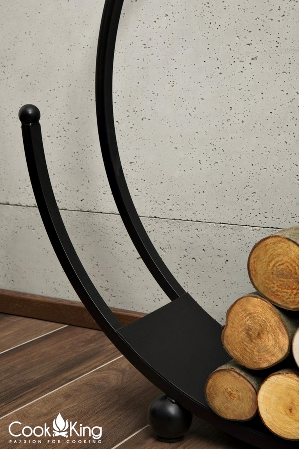 Kaminholzregal "Spiral" H 82 cm Holzregal für Kaminholz Kaminholzablage aus Stahl Kaminholzständer