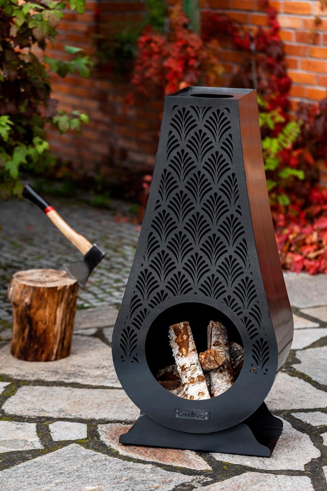 Gartenkamin "Ankara" Gartenofen H 108cm zum Heizen und Grillen Terrassenofen aus Naturstahl Kamin