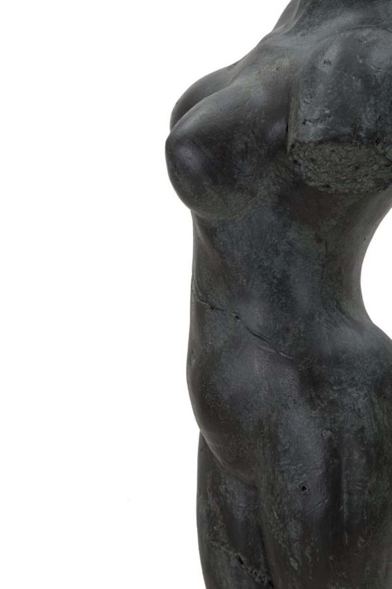 Dekofigur klassische Frauenbüste Skulptur Torso ohne Arme Beine und Kopf schwarz H 50 cm