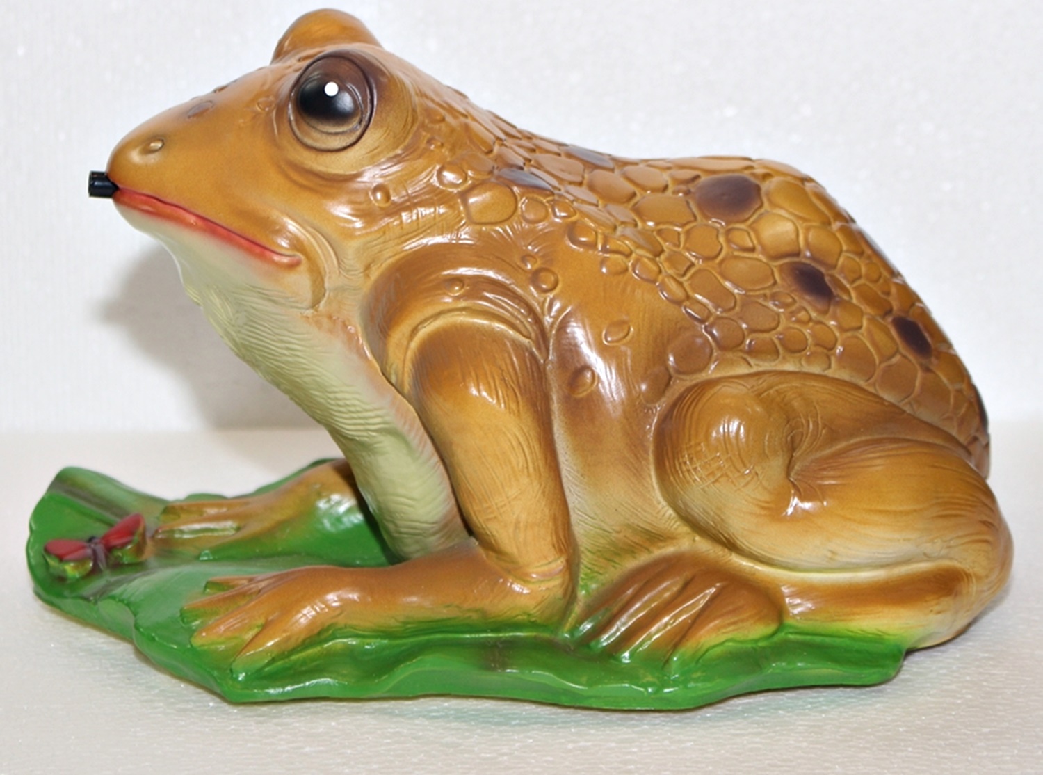 Deko Figur Kröte Frosch auf Blatt H 17 cm Gartenfigur Dekofigur mit Scherz Bewegungsmelder Quak