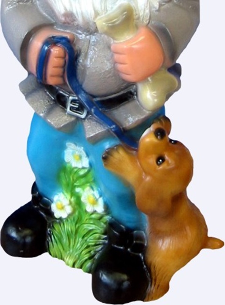 Gartenzwerg groß Zwerg mit Hund stehend H 70 cm großer Deko Zwerg Gartenfigur Kunststoff