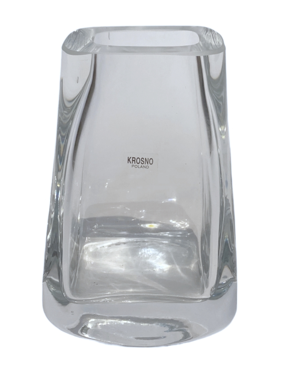 Glasvase Vase H 14 cm asymmetrische Blumenvase aus dickem Glas transparent