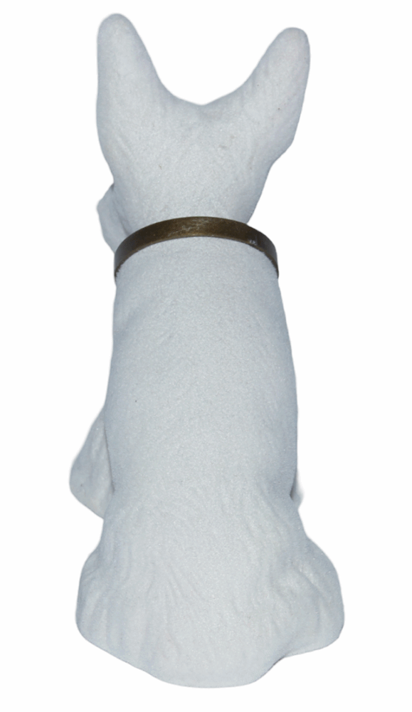 Wackel Figur Hund Scottish Terrier Wackelfigur H 13,5 cm klein weiß Dekofigur mit Wackelkopf