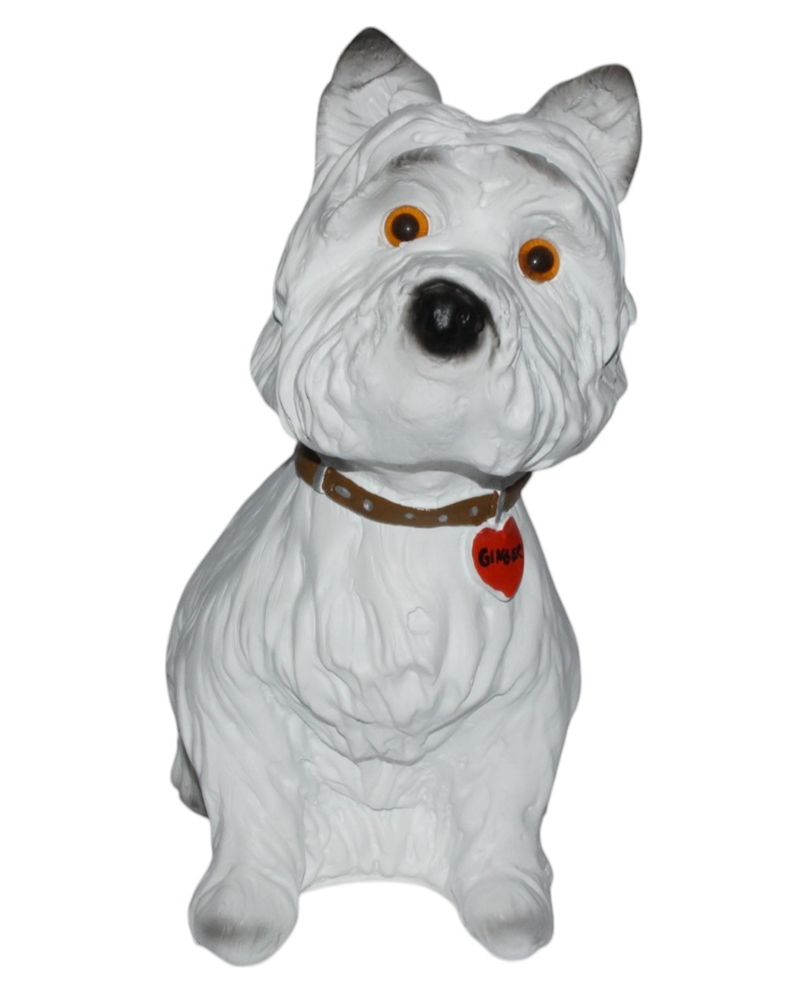 Dekorationsfigur Hund West Highland White Terrier Ginger sitzend H 33 cm Dekofigur aus Kunstharz