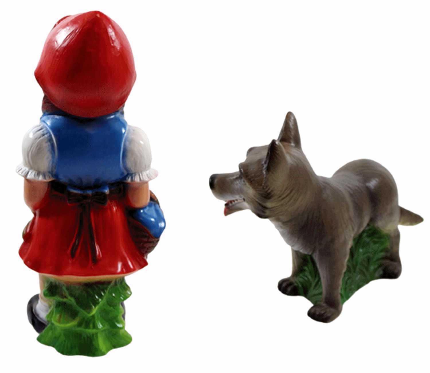 Deko Figur Rotkäppchen mit bösem Wolf Gartenfigur Märchenfigur H 31/20,5 cm stehend als Satz