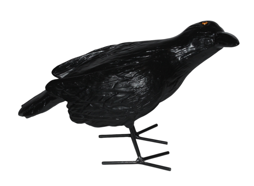 Dekofigur Rabe mit Metallfüßen stehend – Höhe 25 cm Vogelschreck aus Kunstharz