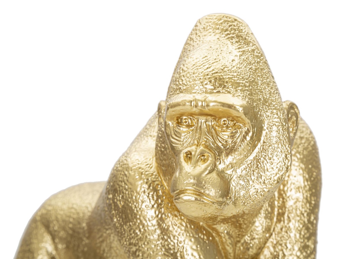 Dekofigur Gorilla stehend Tierfigur in edler goldenen Optik Fell fein strukturiert H 22,8 cm