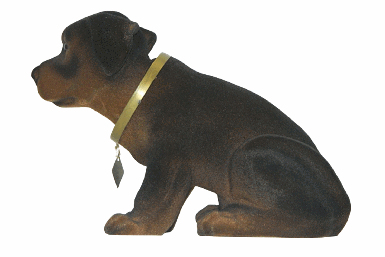 Wackel Figur Hund Rottweiler Wackelfigur H 17 cm braun  groß Dekofigur mit Wackelkopf