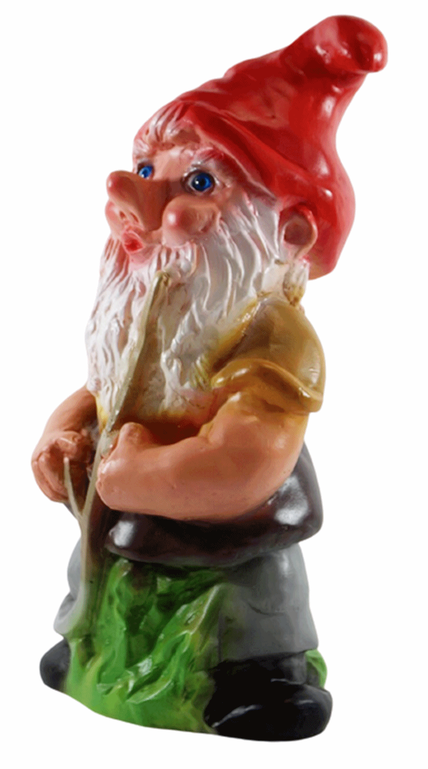 Deko Figur Zwerg H 30 cm Gartenzwerg mit Sense stehend Gartenfigur aus Kunststoff