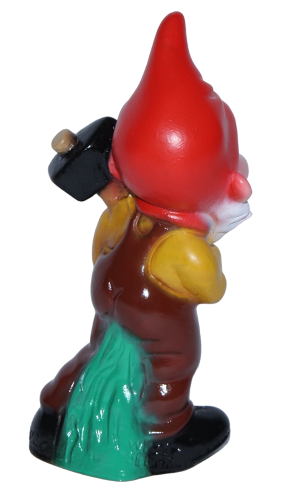 Gartenzwerg Deko Gartenfigur Zwerg mit Hammer stehend H 18 cm