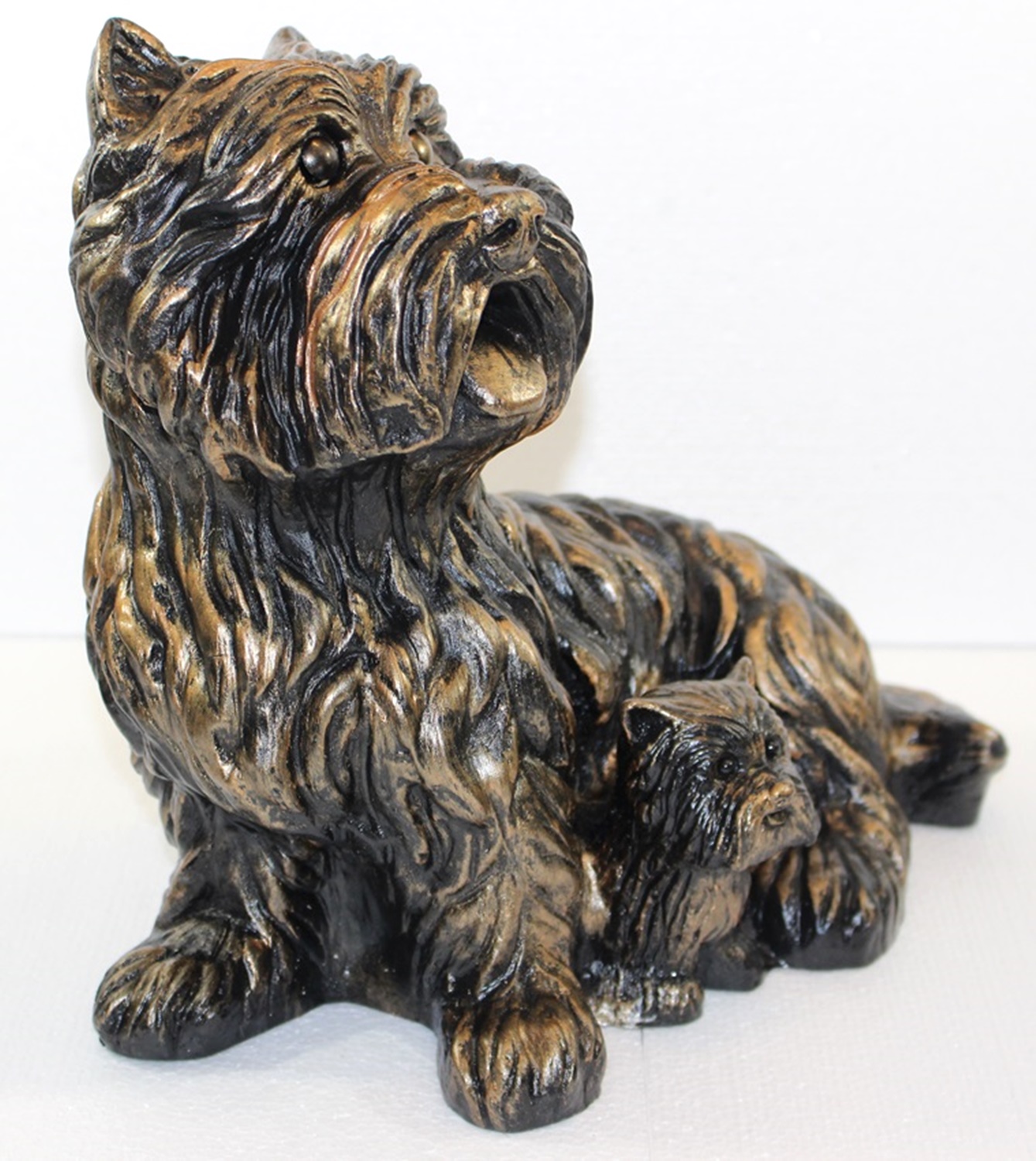 Deko Figur West Terrier Gartenfigur sitzend H 28 cm Dekofigur Kupfer-Antik aus Kunststoff
