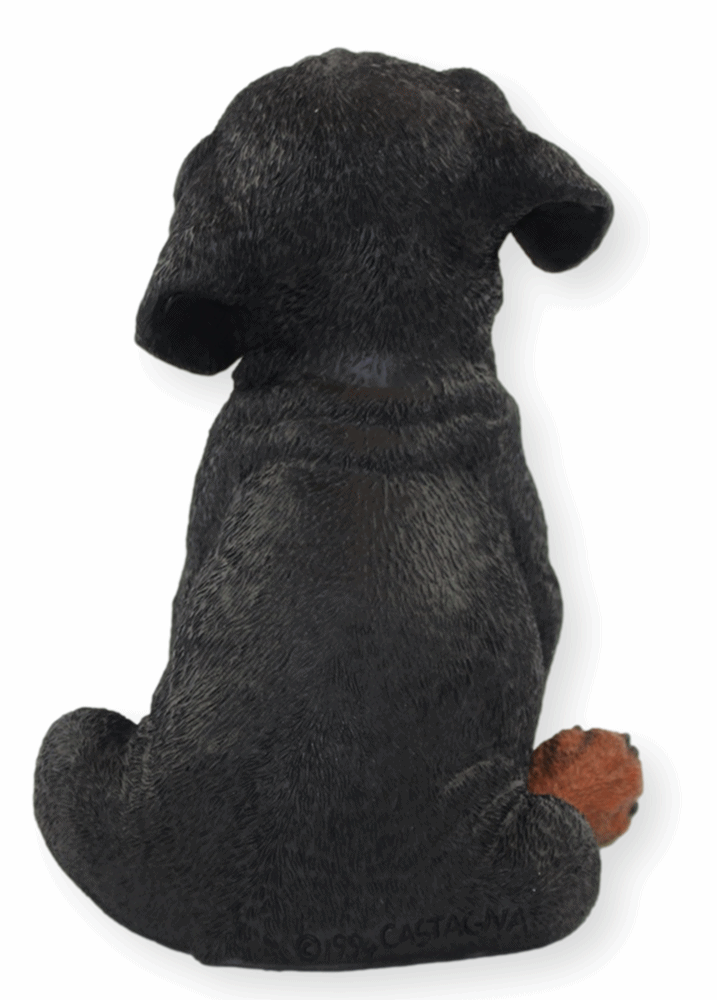 Deko Figur Hund Rottweiler Welpe Hundefigur sitzend Kollektion Castagna aus Resin Höhe 23 cm