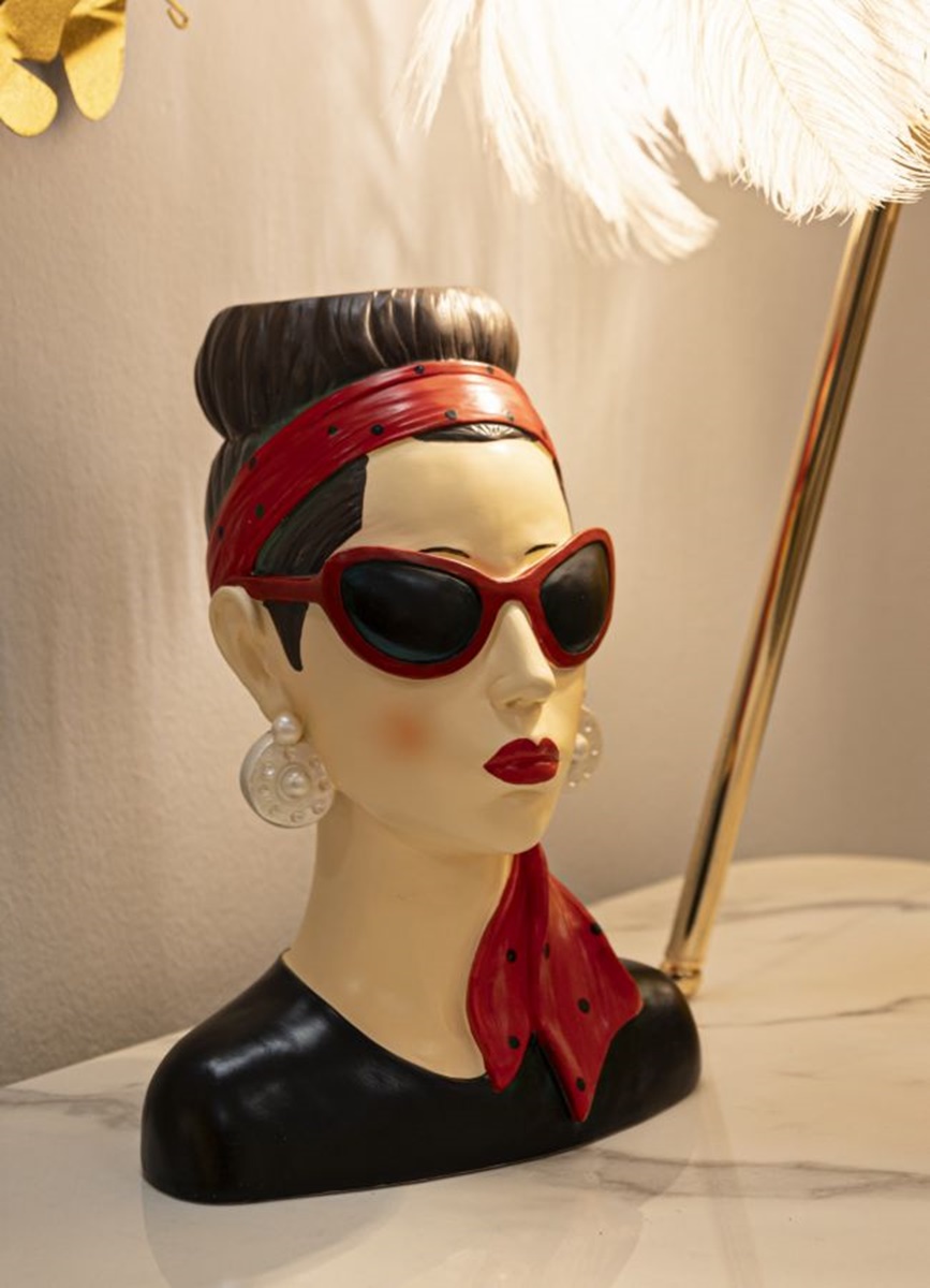 Dekofigur Büste elegante Dame Hollywood stillvolle Skulptur als Vase nutzbar Frauenbüste H 27 cm