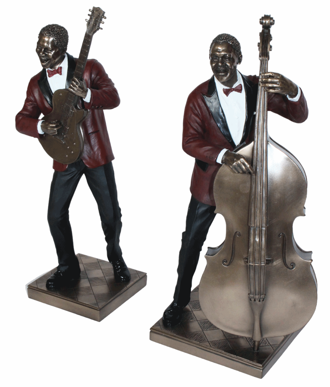 Deko Figur Jazz Musiker Figuren Gitarrist und Bassist H 32 cm Dekofigur Jazz Band