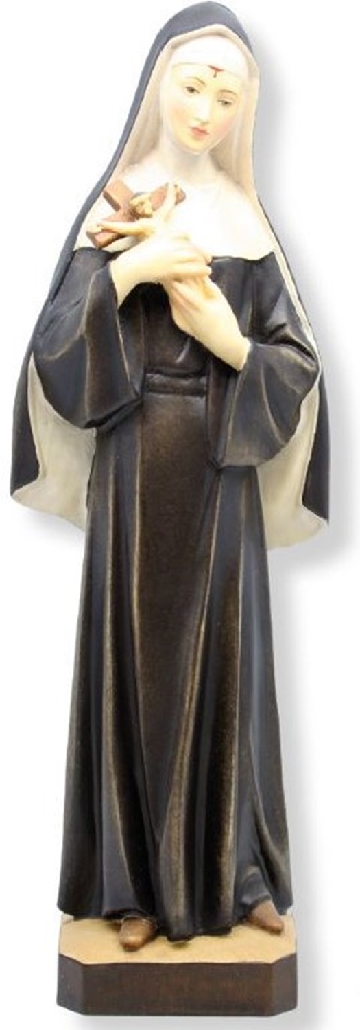 Statue Heilige Rita von Cascia H 12 cm Heiligenfigur Nonne Schutzpatronin Holz Figur aus Ahornholz
