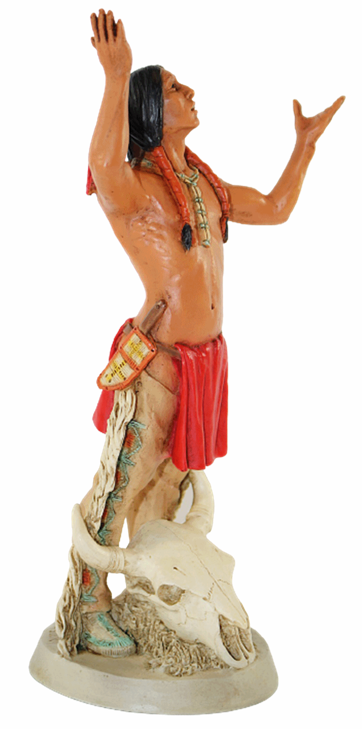 Indianerfigur Indianer Crazy Horse Anführer H 21 cm steh. mit Büffelschädel Castagna Limited Edition