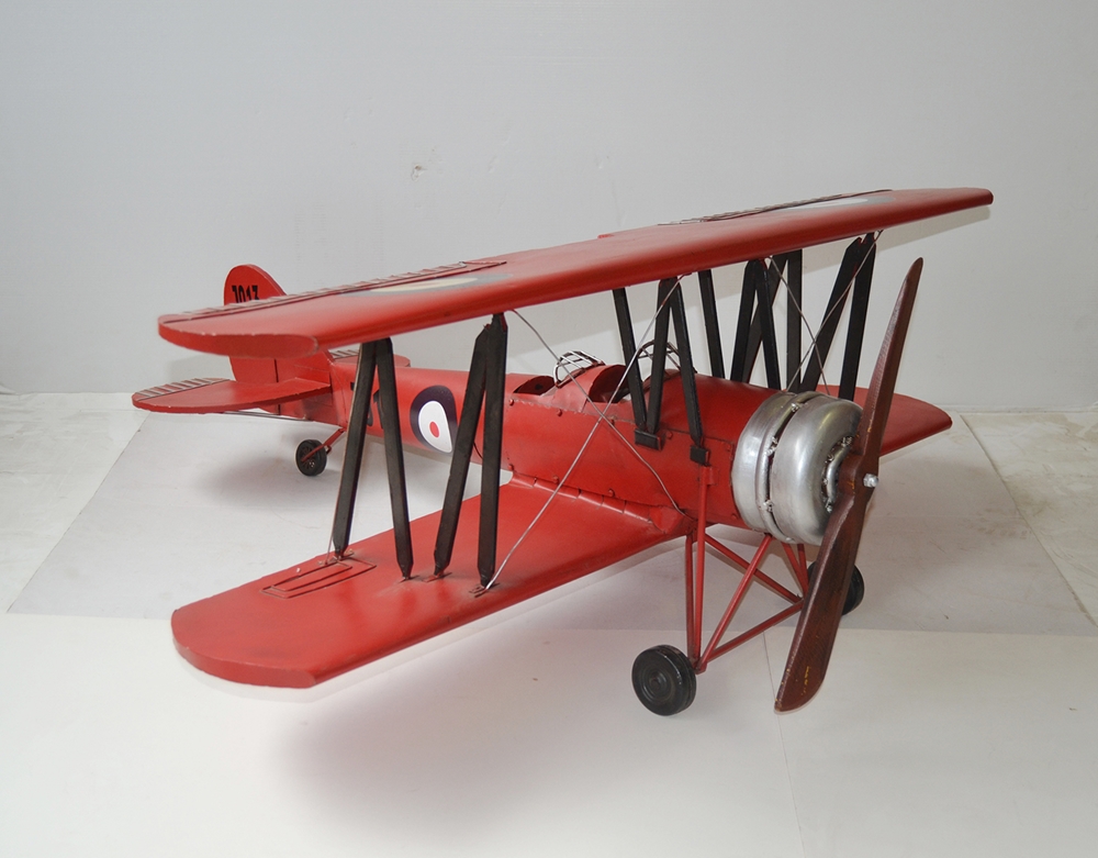 Blechflugzeug Nostalgie Modellflugzeug Oldtimer Marke Avro Tutor Flugzeug aus Blech L 98 cm