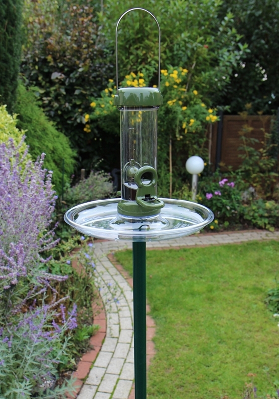 Futtersäule Ring-Pull mini mit Stab, Futterteller und Fülltrichter Vogelfutterspender wetterfest